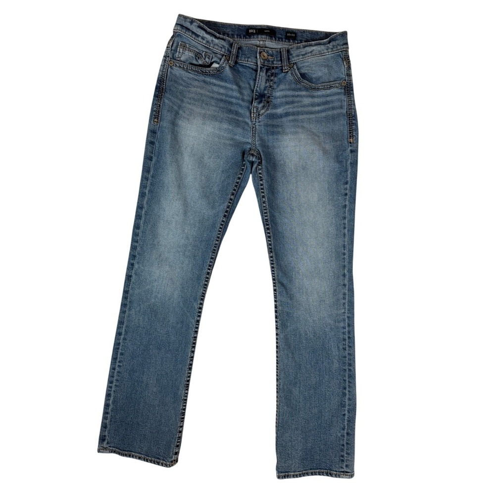 BKE Aiden Mens 33x32 Slim Bootcut Jeans Medium Wash Blue Denim ABP21436